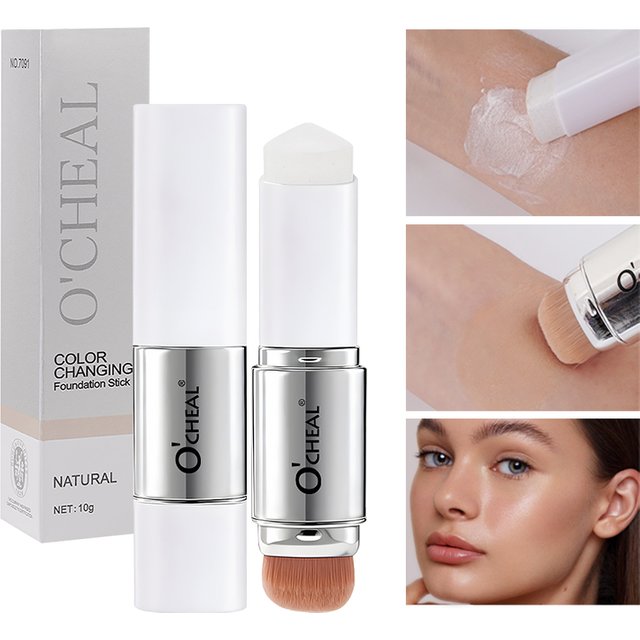 O'CHEAL Temperature Changing Foundation Stick Facial Coverage Blemishes Pores Double-Headed Face Matte Makeup Foundation Cream