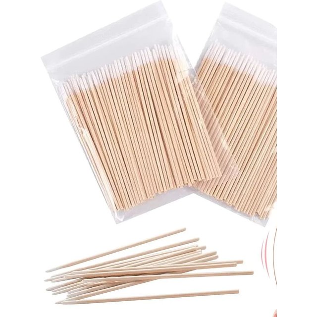 500/300/100PCS Wood Cotton Swab Clean Sticks Pointed Tip Head Cotton Semi Permanent Eyebrow Eyelash Tattoo Thread Makeup Remove