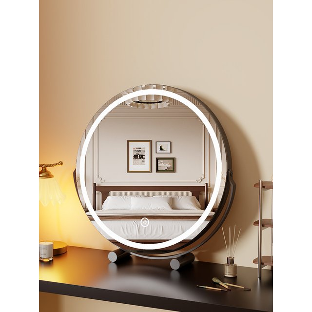 High Definition Desktop Makeup Mirror, LED Vanity Mirror with Lights, Smart Round Mirror for Bedroom, Home, and Dressing Table