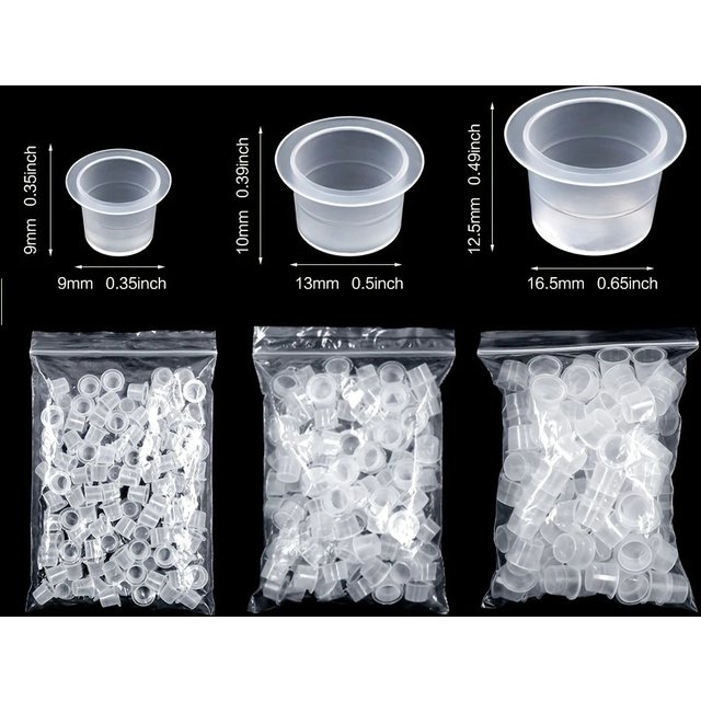 100PCS Clear Tattoo Ink Cups Plastic Pigment Cups for Permanent Makeup Disposable Tattoo Accessories