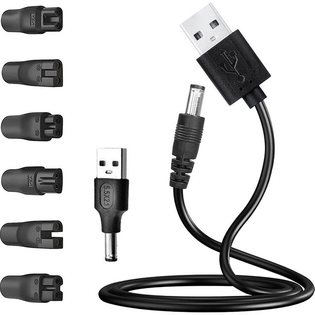 8 PCS USB Adapter Cable DC Converter Universal For All Kinds Of Electric Shaver Hair Clippers Power Cord 5V Replacement Charger