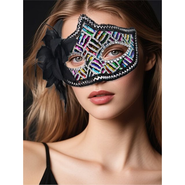 Masque pour les yeux Sexy plume paillettes bal de mascarade vénitien Halloween fête déguisement accessoires de déguisement dame masque facial
