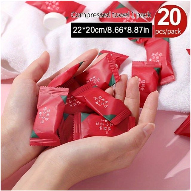 20 Pack Large Thick Outdoor Travel Towels, Portable Disposable Compression Towels, Suitable for Facial and Body Cleaning