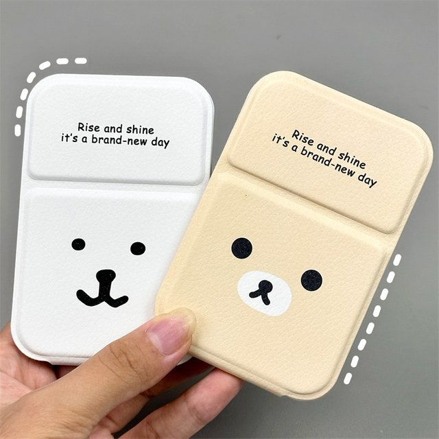 Kawaii Joke Bear Foldable Hand Mirror Tiny Pocket Cartoon Bear Cosmetic Mirror Lightweight Portable Makeup Mirror Gift for Girls