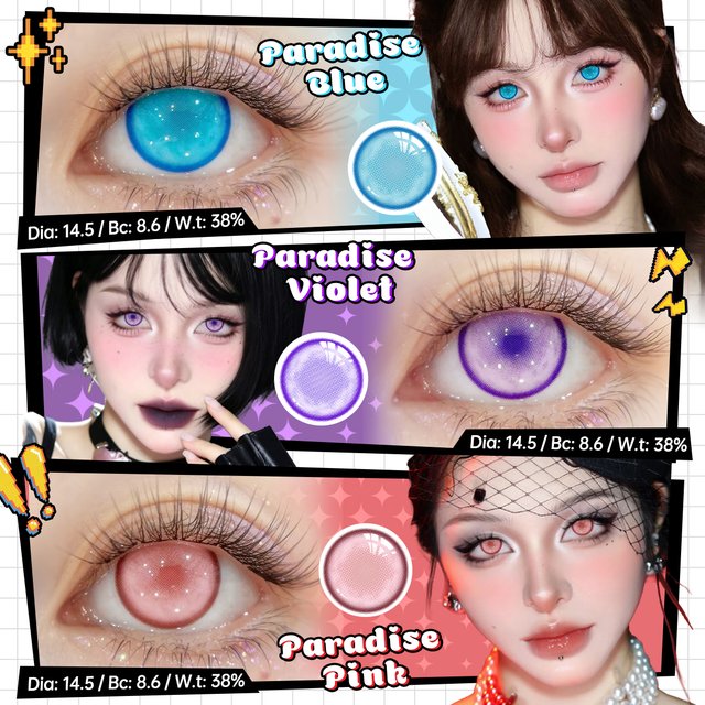 Lalens 1 Pair Paradise Small Pupil Cosmetic Colored Contacts Half Yearly Soft Lens Anime Role Play Party Makeup Eye Lenses