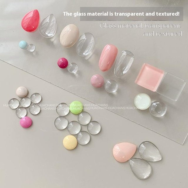 Mini Glass Color Card Manicure Bean Color Card Nail Polish Glue Plate Nail Polish High Transparent 3D Round Bead Manicure Tool
