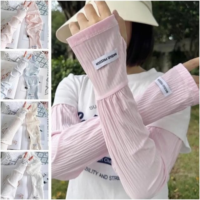 New Summer Ice Silk Sunscreen Sleeve Butterfly Print Sun Uv Protection Arm Sleeves Cycling Driving Gloves Keep Warm Comfortable