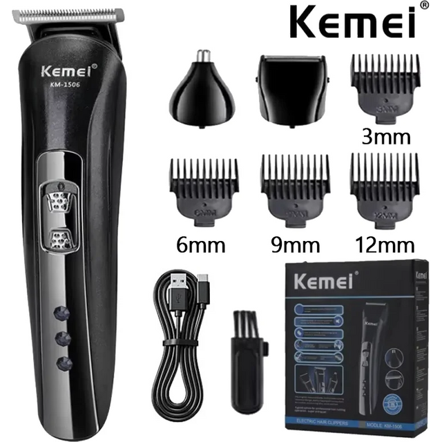 Kemei Electric Rechargeable Nose Professional Shaving Machine KM-1506 3 in 1 Electric Shaver USB Charging Hair trimmer