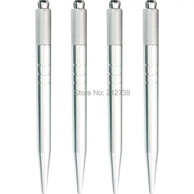 5 Pcs Tattoo Microblading Pen Silver Color Tebori Pen Manual Tattoo Pen Machine for Permanent Makeup Pen Eyebrow