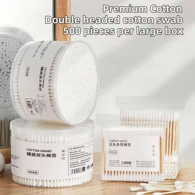 2000/1000/500 PCS, Wooden Double Headed Cotton Swab, Chlorine Free Hypoallergenic Cotton Swab, Makeup Tool, Ear Cleaning Tool