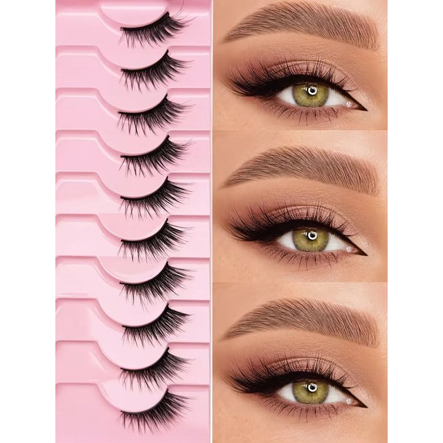 10 Pairs Natural Fluffy Half False Eyelashes - Cat Eye Cluster Long Dense Lashes For Bold Charming Makeup