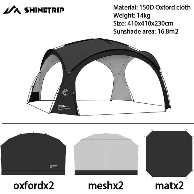 ShineTrip Multi Functional Outdoor Large Camping Tent Equipment Rainproof and Sunscreen Tent Spherical Sunshade Camping Tent