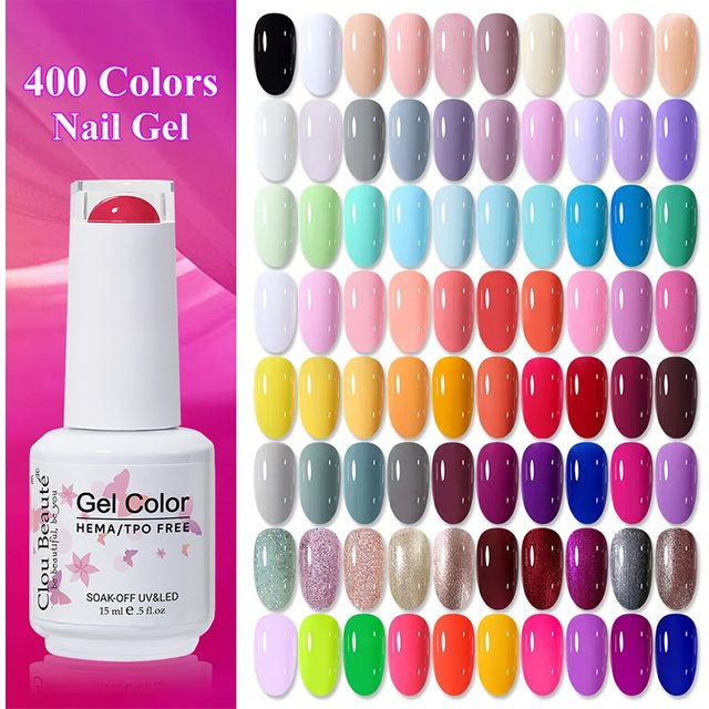 Clou Beaute 15ml Red Black White Green Neon Gel Nail Polish Base Top Coat Velvet Top 400 Colors Semi Permanent Gel Nail Varnish