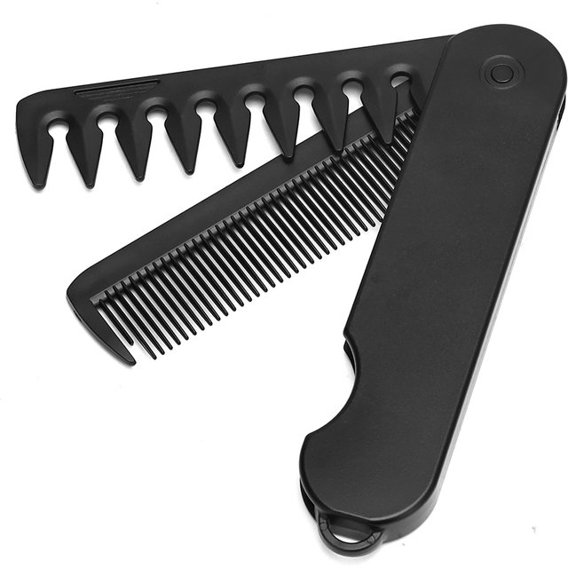 Barber Hair Clipper Folding Combs Multifuncional Plastic Wide Tooth Oil Head Comb Beard Combing Two In One Styling Tools