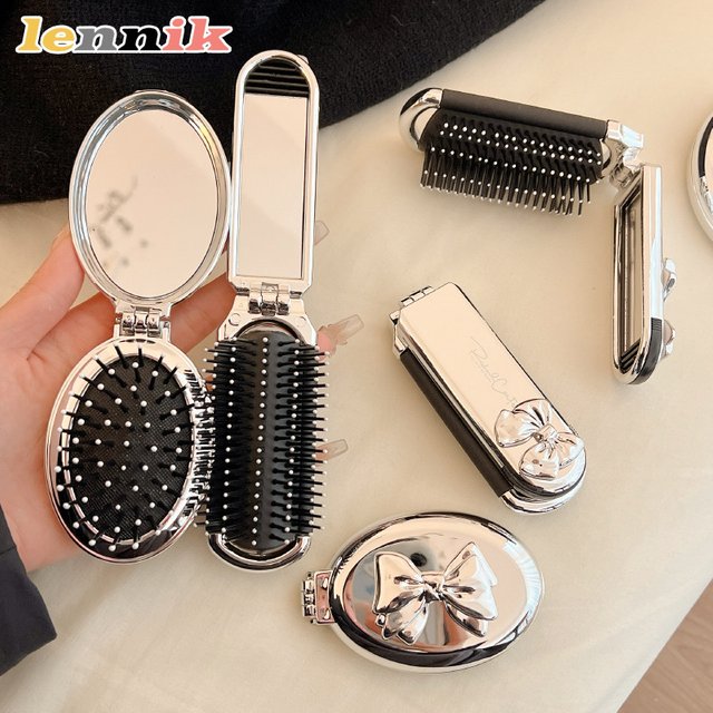 LENNIK Portable Folding Comb for women, Anti-Static Mini Hairbrush for Long Hair, Pocket-Size Travel Hair Comb, Hot Sale