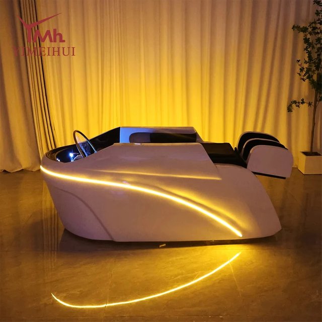 2026 Automatic Circulation Head Spa Shampoo Massage Bed, Leather Salon Hair Washing Therapy Furniture.