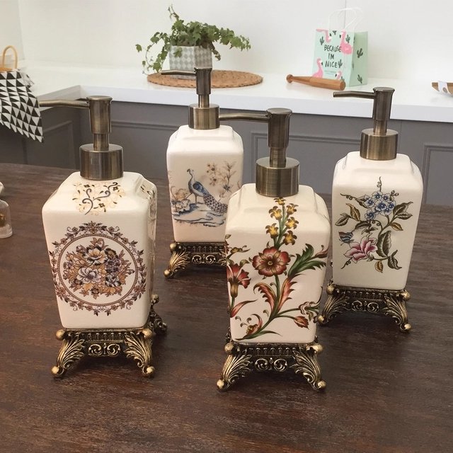 Bathroom Soap Dispenser Shower Liquid Shampoo Bottle Classicsl Ceramic Material Manual Sanitizer Soap Dispenser,hotel products