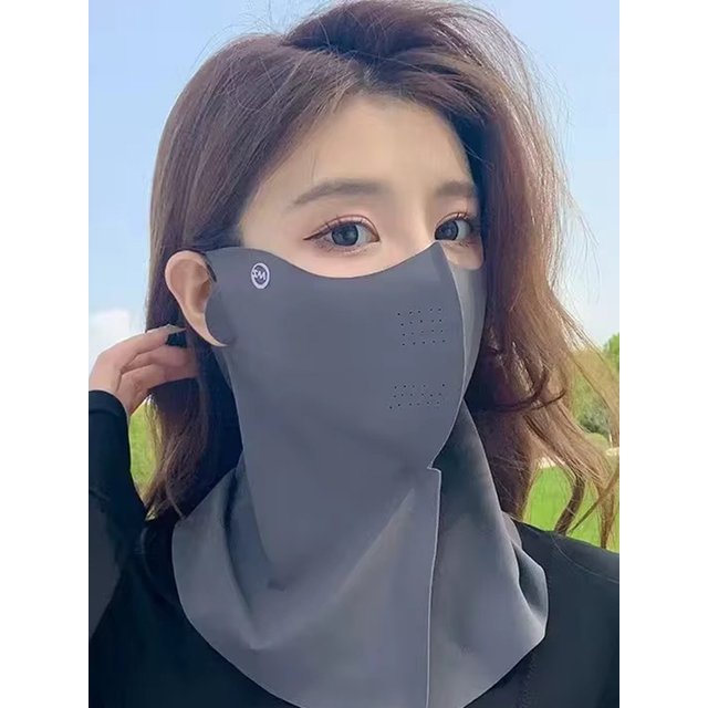 Summer Sun Protection Mask Women Man Full Face Ice Silk Sunscreen Masks Breathable Outdoor Anti-UV Neck Scarf Face Cover UPF50+