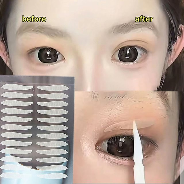 72-256Pcs Self-Adhesive Invisible Double Eyelid Stickers - Waterproof Fiber Lace for women Eye Makeup Eyelid Accessory