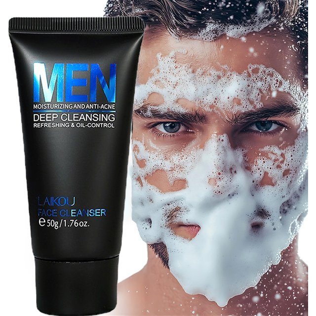 LAIKOU Men Facial Cleanser Face Wash Moisturizing Man Skin Care Oil Control Blackhead Remove Scrub Cosmetics Deep Cleansing 50g