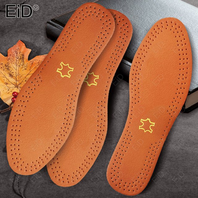 EiD Quality Leather Insoles Breathable for men Business Shoes Ultra Deodorant Shoes Insole Pads Inserts Absorb Sweat Inner Soles