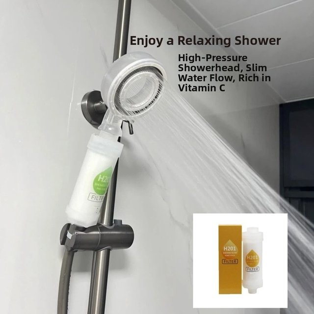 Filtre de Douche Haute Pression à la Vitamine C pour Soins de la Peau, Qualité Spa, Parfumé, Anti-impuretés et Anti-calcaire