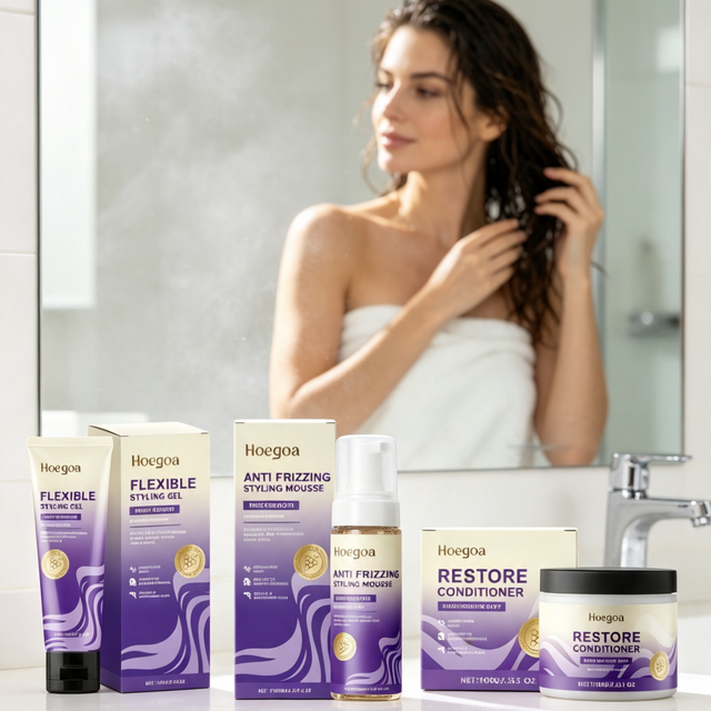 Hoegoa Hair Care Set Deep Moisturizing Enhance Hair Shine Flexible Styling Gel Anti Frizzing Styling Mousse Restore Conditioner