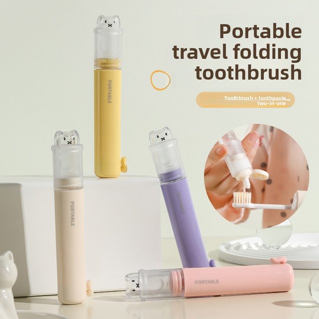 2-in-1 Portable Toothbrush Set with Toothpaste Storage, Essential for Business Trips and Travel, Soft Bristles