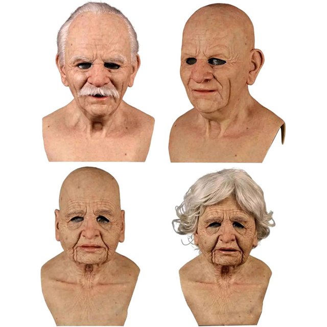 Elderly Woman Man Mask Wrinkle Full For Head Mask Grandpa/Grandma Face Mask Devil Novelty Supplies Halloween Party Cosplay Props