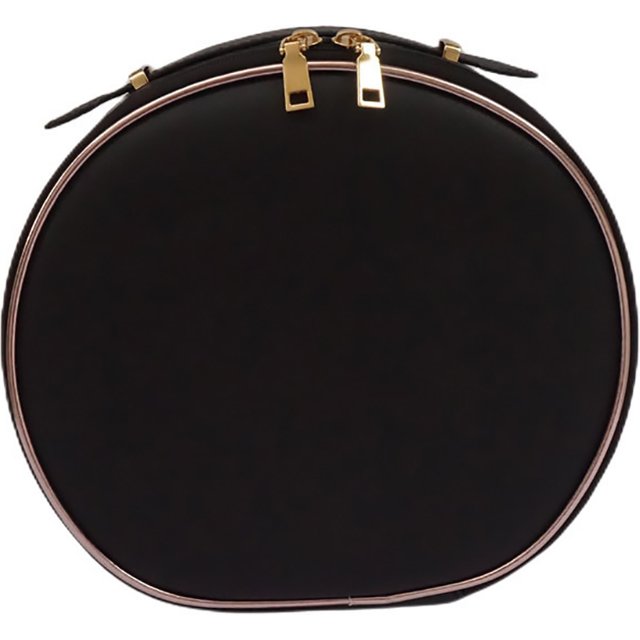 Round Leather Makeup Bag with Removable Dividers Large Capacity Portable Waterproof Cosmetic Bags Women Travel Toiletry Pouch