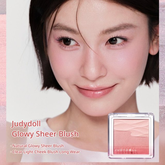 Judydoll Glowy Sheer Blush Lightweight Transparent Natural Flush Cheek Makeup Longlasting Breathable Dewy Finish Daily Makeup