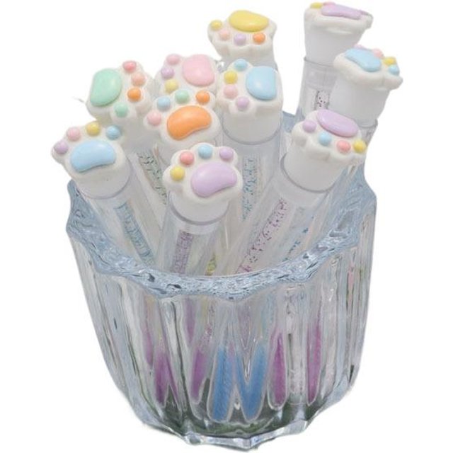 Cartoon Cat Paw Eyelash Brush Tube Disposable Mascara Wands Tube Reusable Lash Spoolies Brush Dustproof Cleaner Storage Tubes