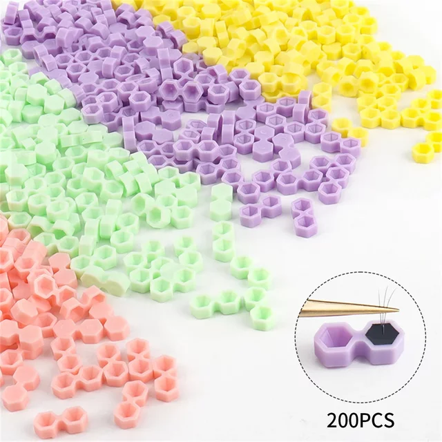 200pcs Eyelash Extension Glue Cup Tray Makeup Tools Eyelash Extension Accessories Lashes Supplies Diamond Eyelash Glue Delay Cup