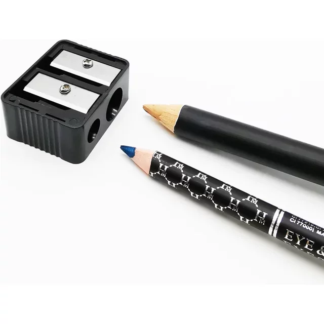 Dual Hole Makeup Pencil Sharpener - Portable, No Batteries, with Debris Bin | Ideal for Eyebrow, Cosmetic, and Eyeliner Pencils