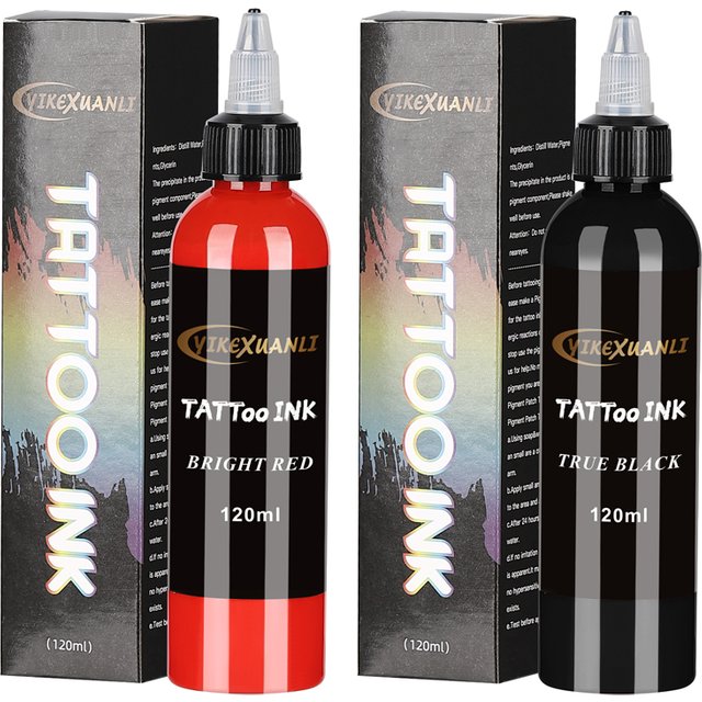 120ml Red/Black Tattoo Ink Pigment with Box BodyArt Tattoo Kits Professional Beauty Paints Makeup Tattoo Supplies Semi-permanent