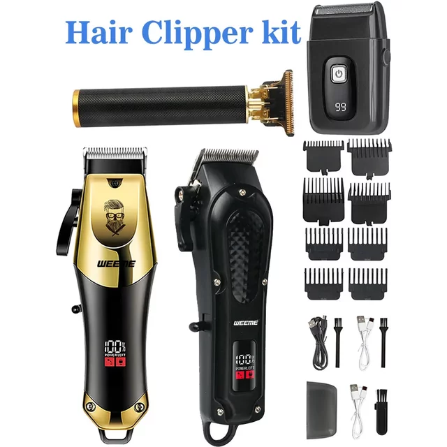 Professional Adjustable Hair Clipper for men - Barber Electric Trimmer Rechargeable Powerful Hair Cutting Machine Haircut Kit