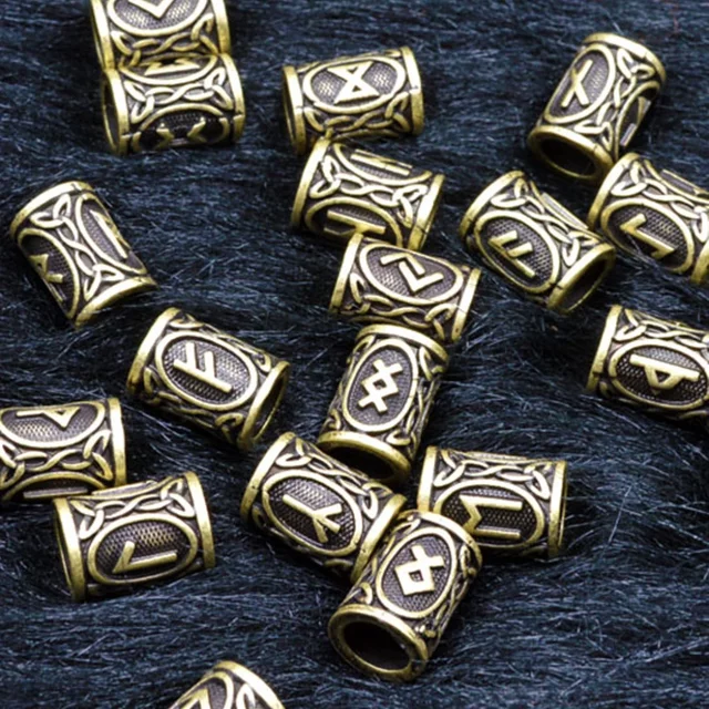 Tubes métalliques tressés pour cheveux, 24 pièces, perles pour Dreadlock, Rune Viking, couteau d'espacement, anneaux, Clips, outils de coiffure, pendentif tressé