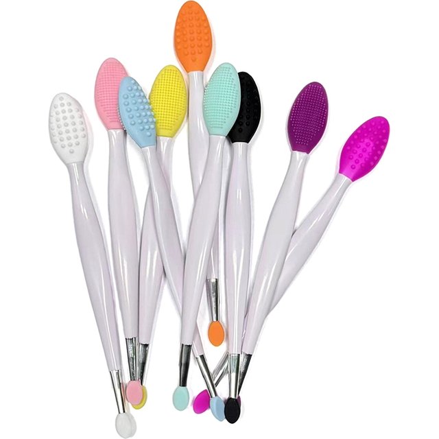 Double-headed Silicone Brush Skin Care Lip Exfoliating Facial Cleansing Face Scrub Nose Clean Brush Lipstick Lip Balm Applicator