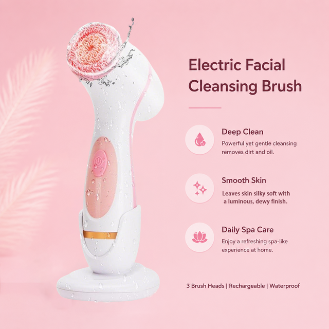 Electric Facial Cleansing Brush Sonic Rotating Face Cleaner Deep Pore Cleansing Brush Face Massager Waterproof Skin Care Tool