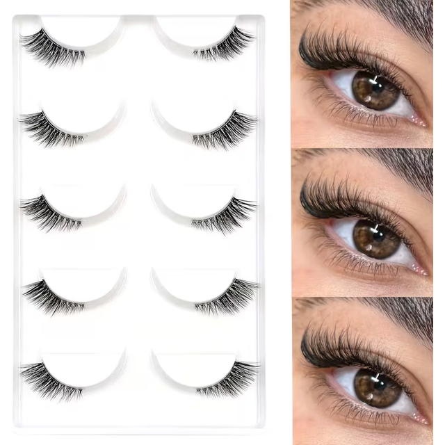 5 Pairs Natural Look Curly Half Lashes-Add Volume and Definition to Your Eyes for Dating, Parties, and Stage Makeup-Half Lashes