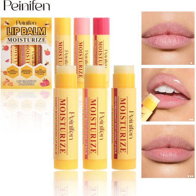 3PCS Moisturizing Lip Balm Set Honey Fruit-Flavored Non-sticky Deeply Hydrating Lip Care Lip Reduces Lip lines
