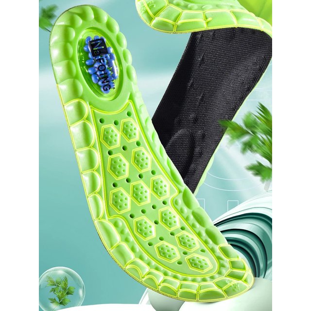 1Pair 4D Cloud Sport Insoles for Shoes Green PU Air Cushion Sole Soft Shock Absorption Deodorant Breathable Orthopedic Insoles