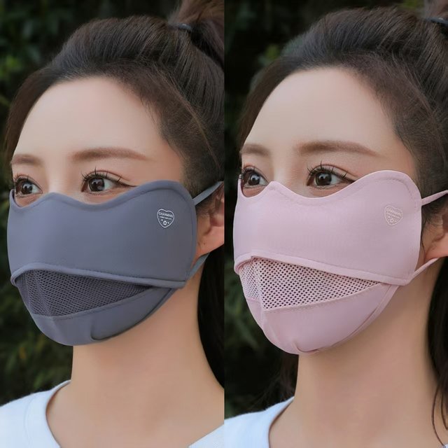 Silky Sunscreen Mask Breathable Cooling Face Mask Solid Color Sun Protection Facial Cover for women Cycling Outdoor Sports Use
