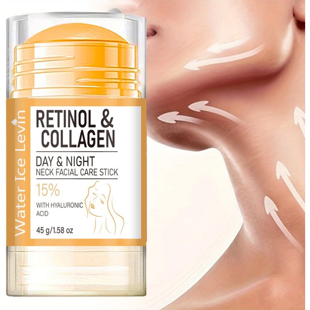 15% Retinol Collagen Solid Balm Stick Hyaluronic‑Acid Hydrating Firming Neck Skin Brightening Portable Day‑Night Facial Neck