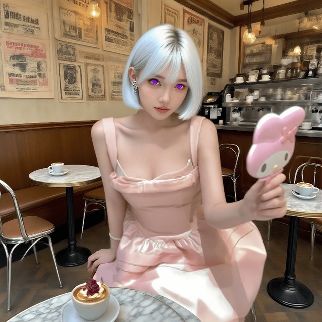 Cute cartoon character My Melody handheld folding mirror Girl's fine makeup mirror Cute desktop dressing mirror Holiday gift