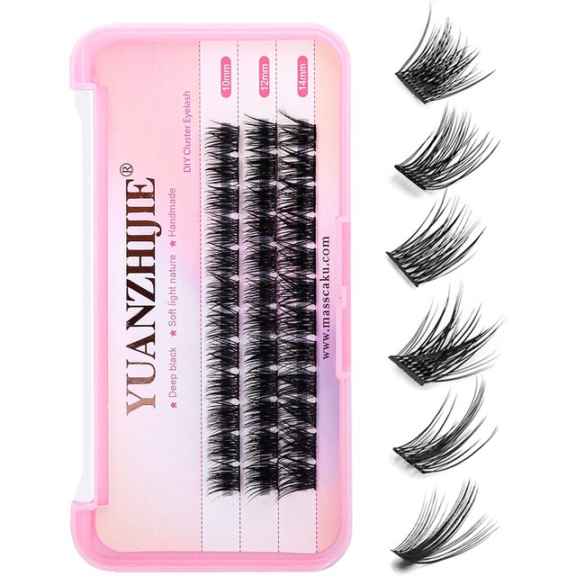 YUANZHIJIE 0.07 C/D DIY Single Lash Extension Clusters False Eyelash Precut Segmented Bundles Soft Natural Manga Make-up