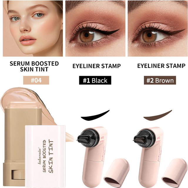 3pcs Foundation Tint Stick & Setting Powder Cosmetics Kit Coverage Even Skin Long Lasting Oil Control Matte Makeup Kit