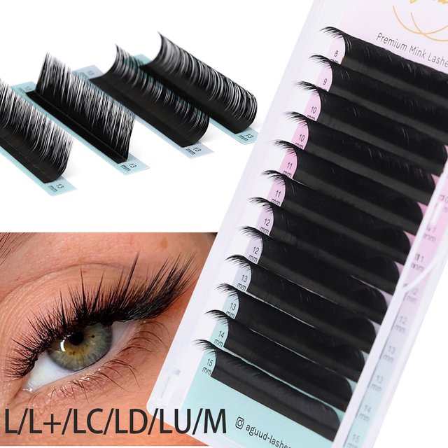 Black L/L+/LC/LD/LU/M Curl Volume Lash Extensions 8-15mm Mixed Length Individual Eyelash Extension Makeup Faux Mink Lashes Tray
