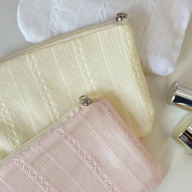 New Stripe Mini Makeup Bag Skincare Storage Bag Cute Lipstick Storage Pouch Coin Purse Travel Cosmetic Bag
