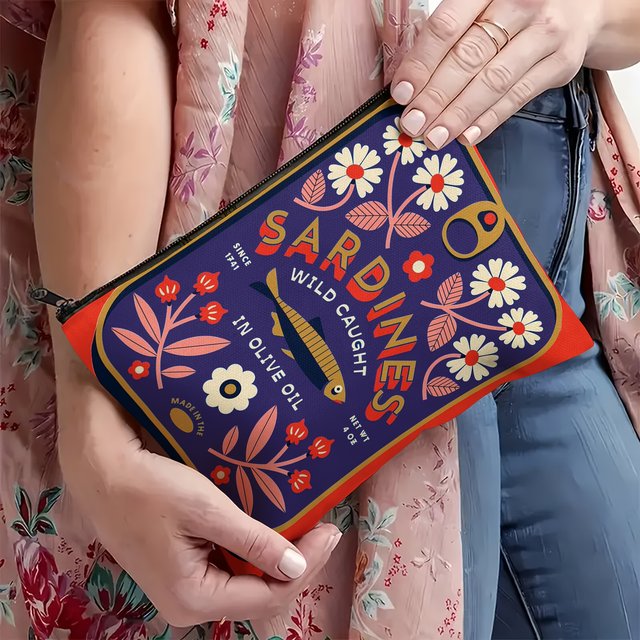 Vintage Sardine Cosmetic Bag with Unscented Print Is The Perfect Gift for Boyfriend or Girlfriend, Cosmetic Organizer
